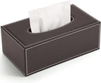 KINGFOM 3PCS/SET Desk Organizers and Accessories, Pu Leather Office Supplies Organization Set with Tissue Holder, Pencil Holder and Business Name Cards Stand Brown