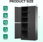 Letaya Metal Storage Cabinet with Lock Door, Adjustable Shelf Steel Cabinets for Office, Home,Pantry,Kitchen,Garage Utility Cabinet (4 Door-Black)