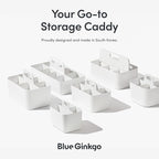 BLUE GINKGO Small Stackable Organizer Caddy – Korean-Made Portable Tote for Bathroom, Office, Crafts, or School Supplies (Square, Gray)