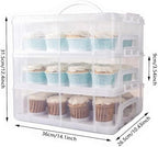 FEOOWV 3 Tier Cupcake Carrier with Lid,Holds 36 Cupcakes or 3 Large Cakes Food Transporter Container with 3 Tier Stackable Layer Insert