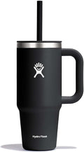 Hydro Flask Travel Tumbler with Handle, Lid and Straw - Insulated Stainless Steel in 24 Oz Black