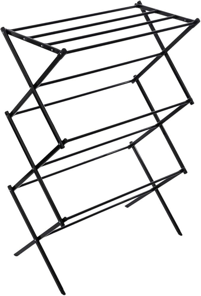 Hobby Lobby Foldable Laundry Drying Rack, 20 Feet Drying Space, Black Steel, 41.25x28.75x14.5 inches