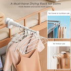 Travel Drying Rack for Clothes - Portable Hanging Rack Over The Door with Retractable Rod - Mini Size for Cruise, RV, Dorm, Apartment, Hotel Laundry