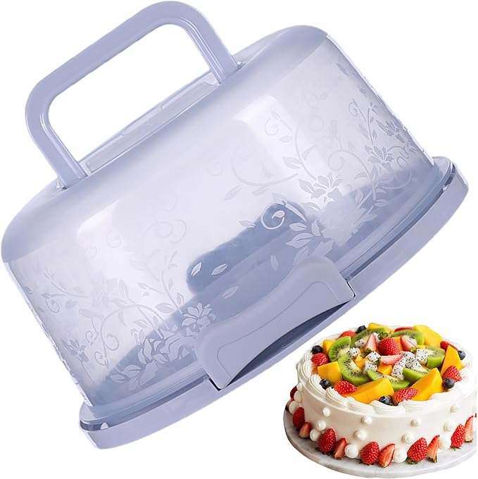 Cake Carrier With Lid And Handle, Round Cake Containers For 10 Inch Cakes, Cupcake Holder, Dustproof, Pie Keeper, Portable Cupcakes Transport Container For Cakes Pie Muffin Pizza Desserts