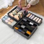 Underwear Organizer with Drawer Dividers, Foldable Fabric Dresser Closet Organizers Bins, Bedroom Cabinet Organization and Storage Box for Baby Clothes, Undies, Ties，Sock-Dark Grey (16cell)