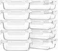 M MCIRCO 10-Pack 22 Oz Glass Meal Prep Containers with Lids - Microwave, Oven, Freezer & Dishwasher Safe - White