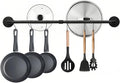 24 inch Pot Rack Wall Mounted Pot Hangers for Kitchen, Detachable Storage Organizer, Industrial Pipe Lids Utensils Hanging Rail Iron Holder with 6 S Hooks, Black