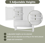 Smuxee White Bathroom Cabinet Wall Mounted with Towels Bar, Bathroom Medicine Cabinet with 2 Door Adjustable Shelves, Over Toilet Cabinet for Bathroom Laundry Room Kitchen