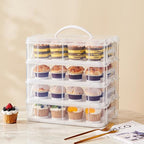 4-Tiers Cupcake Carrier, Cupcake Holder, Cupcake and Brownie Storage Carrier, Stacking Cupcake Storage Container Store up to 48 Cupcakes