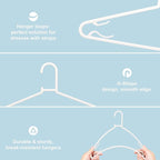Plastic White Hangers 50 Pack, Light Weight Durable Clothes Hangers G-Shape Hangers Standard Size Ideal for Tank T-Shirts Dresses Jackets Suits Blouses Ties Leggings