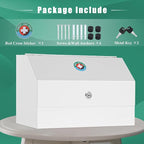 KYODOLED Wall Mount Medicine Lock Box, Drug Cabinet with Key, Large Capacity Secure Steel Prescription, First Aid Kit for Emergencies Home and School use, White, 12.2 * 5.9 * 7.87 inch