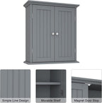 ChooChoo Bathroom Wall Cabinet, Over The Toilet Space Saver Storage Cabinet, Medicine Cabinet with 2 Door and Adjustable Shelves, Cupboard, Grey