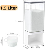 AVLA Rice Dispenser, Wall-Mounted Laundry Detergent Container, Cereal Dry Food Storage Bucket with Measuring Cup, Kitchen Grain Organizer with Lid, BPA-Free, for Beans, Laundry Scent Bead, Pet Food