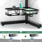 Standing Shower Caddy Corner - 4-Tier Floor Shower Caddy Corner Adjustable Bathroom Organizers and Storage with Soap Holder & Razor, Bathroom Free-Standing Organizer for Large Bottles
