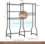 Over Washer and Dryer Shelves,Heavy Duty Laundry Room Storage Organization Clothes Drying Rack,5 Tier Adjustable Height Wire Shelving and Wire Basket with Hanger Rod&Hook,Space Saving Shelf | Heavy Duty, Clothes Drying Rack, Adjustable Height, Hanger R...