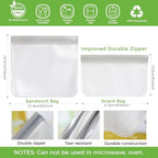 SPLF 10 Pack Reusable Sandwich Bags Dishwasher Safe, Reusable Quart Freezer Bags, Extra Thick Leakproof Food Storage Bags Silicone and Plastic Free for Marinate Meats, Cereal, Lunch, Travel Items Gray
