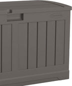 Suncast 50 Gallon Plastic Deck Box with Molded Lockable Feature and Weathertight Construction for Home, Patio, Lawn, and Garden Storage, Gray