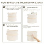 CherryNow Large Woven Storage Baskets – 16'' x 13'' Cotton Rope Decorative Hamper for Nursery, Toys, Blankets, and Laundry, Cute Tassel Nursery Decor - Home Storage Container Off-white