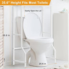 Over The Toilet Storage Rack 3 Tier Over Toilet Bathroom Organizer Wooden Behind The Toilet Storage Standing Shelf with 4 Hooks and Toilet Paper Holder, Space Saver, White
