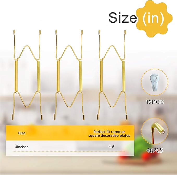 4 Inch Plate Hangers 12 Pack Plate Hangers for The Wall Suitable for 4-5 Inch Plate Wall Hangers for Display Invisible Decorative Plate Hooks for Hanging