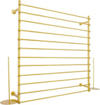 Heavy Duty Iron Ribbon Organizer Rack Wall Mounted, 12-Rod Modern Metal Craft Organizer for Ribbons, Wrapping Paper, Vinyl Rolls, Space Saving Storage Rack for Florist, Home (Gold)