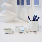 Aesthetic Desk Organizer Set of 3 For Your Office - Sturdy Concrete Desktop Accessories For Women or Men Enhance Any Office Decor - Set incl. Pen Holder, Paperclip Storage and Sticky Note Holder