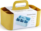 Multiuse Caddy Organizer w/ Handle - Stackable Plastic Tote Bin - Art Craft Supplies, Office, Desk, Stationery Pen Holder, Kitchen, Utensil, Makeup, Bathroom, Shower, Cleaning, Dorm Organizer - Yellow