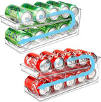 2 Pack Rolling Soda Can Organizer for Refrigerator Can Dispenser for Fridge Beer Soda Seltzer Pop Can Soda Organizer for Fridge 10 Standard Size 11.15oz 12oz 330ML 355ML Cans Holder Storage