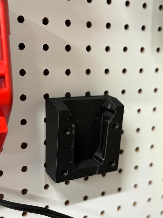 18v Battery Peg Board Storage - Compatible Mount for RYOBI®, DEWALT®, Milwaukee® - Display Shelf - Store Slots - Multicolored (Milwaukee®, Grey)