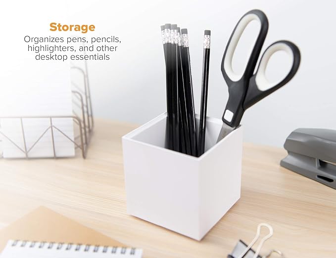 Bostitch Office Konnect Pencil Cup Desk Organizer, Pen Cup, White (Pack of 2)