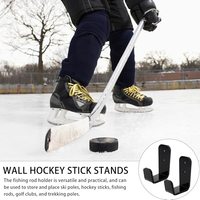 BESPORTBLE Ski Pole Holder Wall Mount for Fishing Poles and Hockey Stick Storage Functional Hanging Racks for Trekking 2 Pairs Compact 2.48X1.37X1.02In Space Saving Garage and Home Organiz