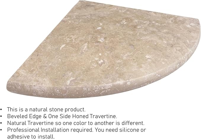 Premium Quality Light Travertine Corner Shelf Filled and Honed 9'' (2)
