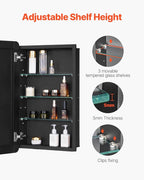 VEVOR Medicine Cabinet, 16.5 x 27.5 inch, Medicine Cabinet for Bathroom with Mirror, Aluminum Frame Bathroom Wall Cabinet, 3-Layer Adjustable Shelves, Recessed & Wall-Mounted Installation