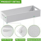 VITVITI Bamboo Toilet Paper Holder Storage, Bamboo Tray for Bathroom with Handle, Toilet Paper Tray Basket Tissue Holder Organizer Container for Back Toilet Tank, White
