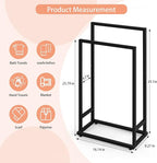 Freestanding Towel Rack 2 Tier Towel Holder Stand Small Hand Towel Drying Rack Black Towel Blanket Racks for Bathroom Laundry Room Bedroom Pool (Matte Black)