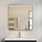 Bathroom Medicine Cabinet,20"x20" Square Mirror Door with Stainless Steel Frame,Recessed & Surface Wall Cabinet with Glass Shelves, Rust-Resistant Bathroom Storage Cabinet