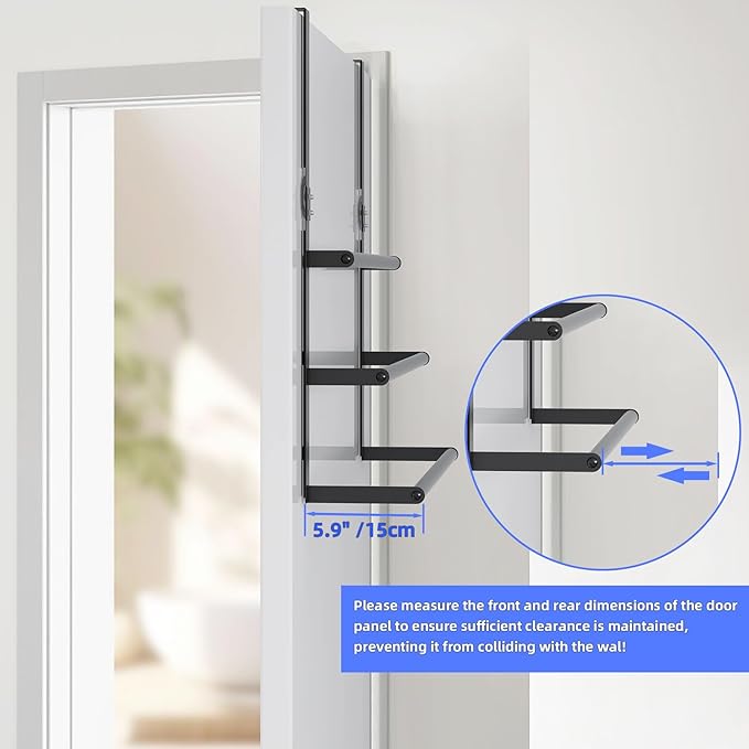 Over The Door Towel Rack, Over Door Towel Racks for Bathroom Door, 3 Tier Towel Storage Hanger Holder for Bathroom Accessories, 24 Inch Towel Bar for Hanging Towels, Black
