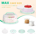 Cake Carrier with Lid and Handle, Bpa-Free Cake Holder with Lid for 10 Inch Round Cake Carrier with 10 pcs Round Golden Cake Boards and Portable Insulated Bag & Two Boxes of Cupcake Paper Liners