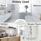 SAYAYO Glass Corner Shelf for Wall, 10 X 10 Inch Chrome Tempered Floating Glass Shelves for Bathroom 1 Pack, Clear