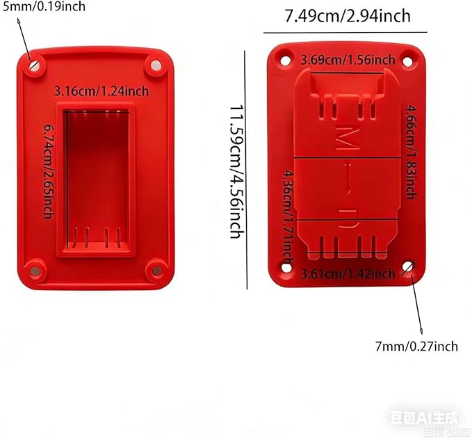 Battery Holder and Tool Holder for Milwaukee M18 18V, 10 Pack Wall Mount Organizer Storage Shelf with Screws