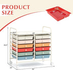 GOFLAME 12-Drawer Rolling Storage Cart, Multifunctional Art Craft Organizer Cart, Mobile Utility Storage Cart with Removable Drawers & Lockable Wheels, Craft Cart for Home Office School, Macaron Color