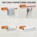 YeeBeny Orange Paper Towel Holder Kitchen Roll Holder, Paper Towel Holder - Self Adhesive or Drilling, Under Cabinet Paper Towel Rack, Wall Mounted Paper Towel(Orange)