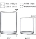 Amazing Abby - uPod - Plastic Utensil Holder (2-Piece Set), 7.5"+5.5" (H), Clear Utensil Crock and Flatware Caddy, Cooking Utensil Organizer for Kitchen Countertop, BPA-Free, Shatter-Proof (Not Glass)