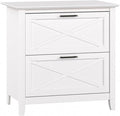 Bush Home Key West 2 Drawer Lateral File Cabinet in Pure White Oak, Document Storage for Home Office, Accent Chest with Drawers