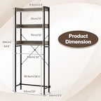 Giantex Over The Toilet Storage Shelf, 3-Tier Freestanding Space Saver Above Toilet with 4 Hooks, Adjustable Bottom Bar, Over Toilet Bathroom Organizer for Restroom, Laundry, Easy Assembly