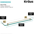 Kraus Ventus Glass Bathroom Shelf with Rail, Brushed Gold Finish, KEA-17745BG