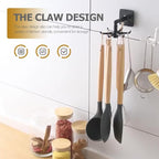 ARTIBETTER 4pcs Rotatable Kitchen Wall Hooks 360° Swivel Under Cabinet Hooks for Utensil Hanging, Black and White, Space-Saving Kitchen Storage Organizer