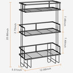 Over The Toilet Storage Shelf, 3-Tier Bathroom Storage Organizer Upgrade Punch-Free Toliet Storage Shelf, Home Storage Rack with Hooks Shelf,Black