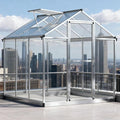 Aluminum Greenhouse with Polycarbonate Panels, Walk-in Garden Greenhouse for Outdoor Plant Growing, Durable Structure for Year-Round Gardening (Silver + Aluminum)