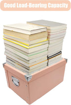 GUOZI Collapsible Storage Box, Decorative Memory Box with Lid & Metal Reinforced Corners, Cardboard File Bin with Handles, Organizer Gift Box for Keepsake Toy Photos Office Nursery Wardrobe Bookshelf